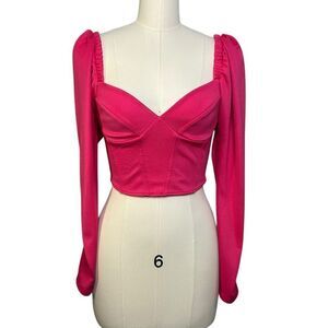 Zara Hot Pink Bustier Crop Top | S